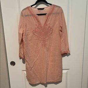 Zara Woman  Embroidered tunic/swim cover up